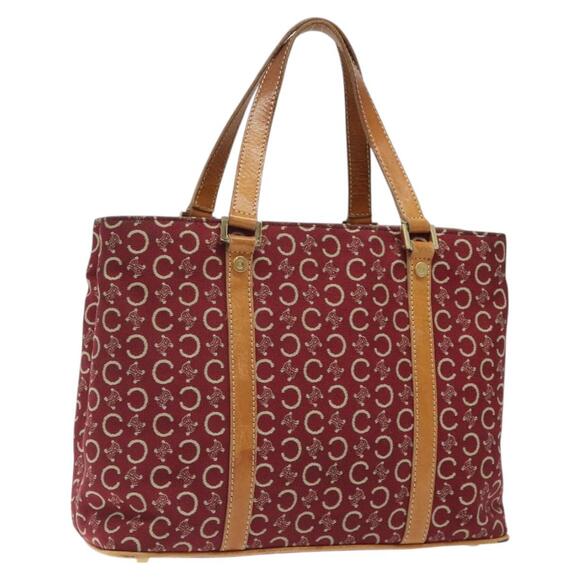 CELINE C Macadam Canvas Hand Bag Red Gold - Picture 1 of 13